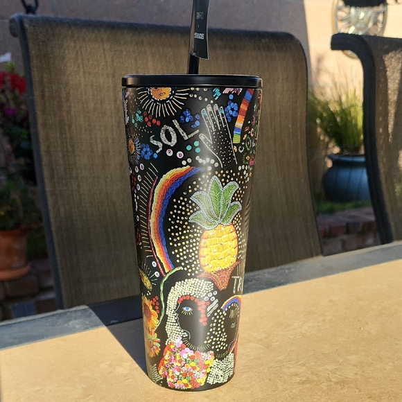 Starbucks x Farm Rio Black Floral Colorful Travel Tumbler - Picture 6 of 11